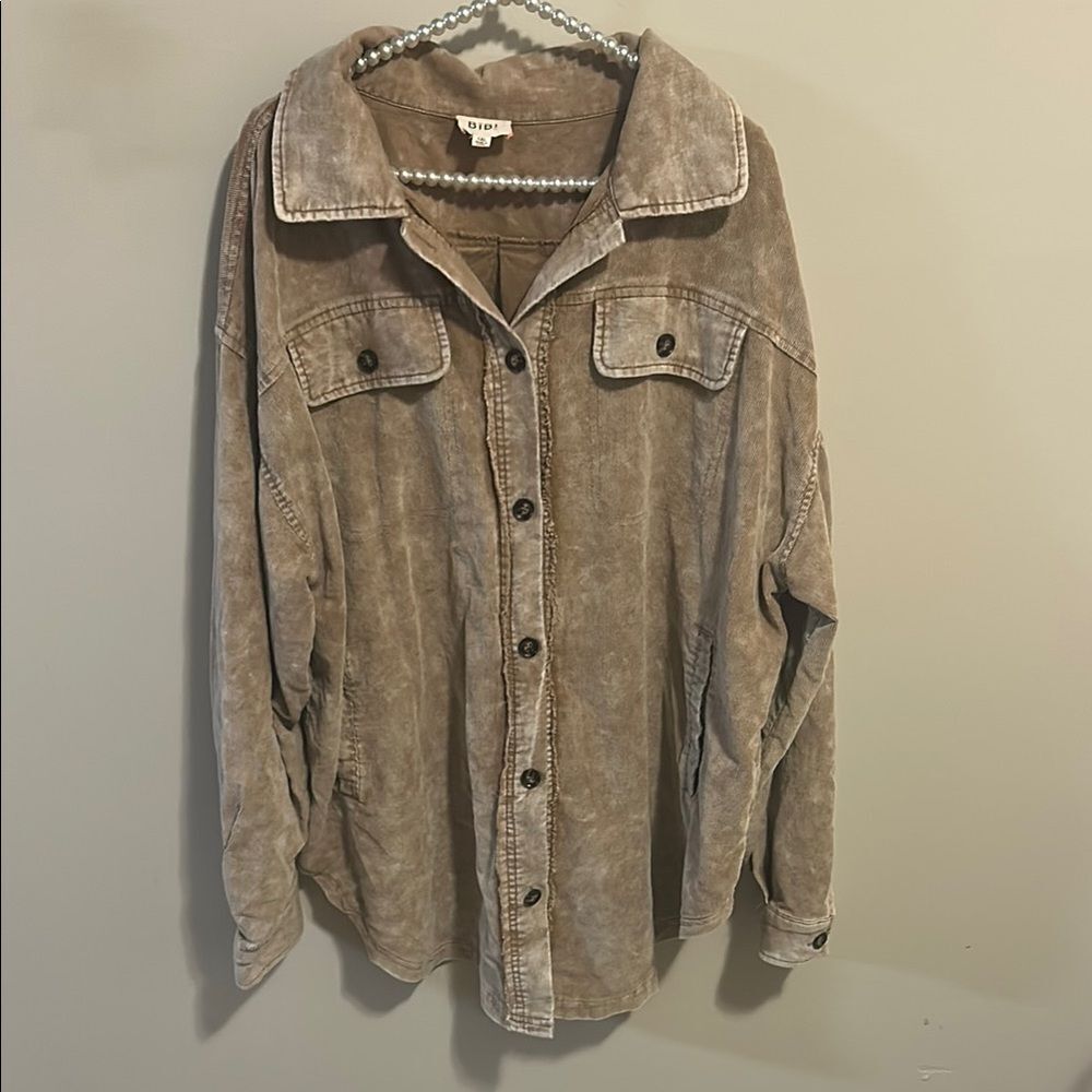 BiBi Button Up Corduroy Shacket. Size 1XL